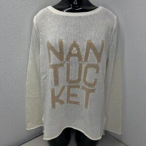 Ellsworth + Ivey Women’s Nantucket Stacked Sweater Size S Ivory Loose Knit Cotto